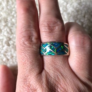 Blue Opal Silver Ring